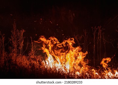 Fire In The Countryside Of The Province Of Córdoba, Argentina