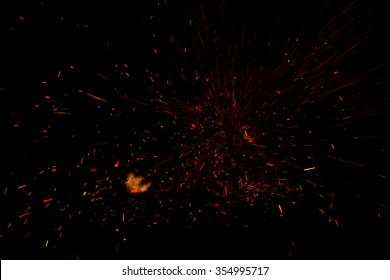 Fire Of Fire Cracker Explosion On Black Background