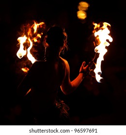 Fire Dancer Silhouette