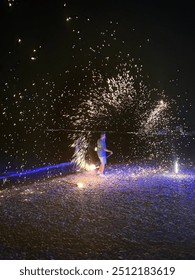 Fire and dancing on the beach