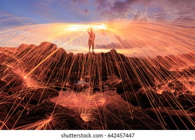 Fire Dancing on the Rocks