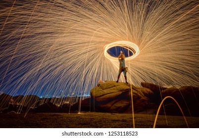 Fire dancing show