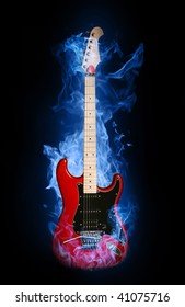 Fire electric guitar.