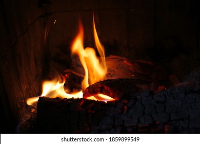 Fire Embers From Burnt Wood