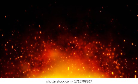 Fire embers particles over black background. Fire sparks background. Abstract dark glitter fire particles lights. - Shutterstock ID 1713799267