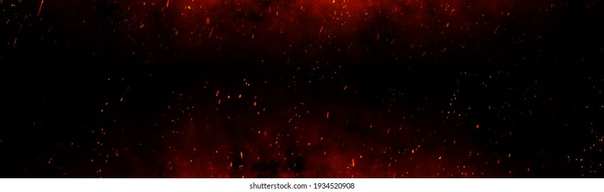 Fire embers particles over black background. Fire sparks background. Abstract dark glitter fire particles lights. bonfire in motion blur. - Shutterstock ID 1934520908