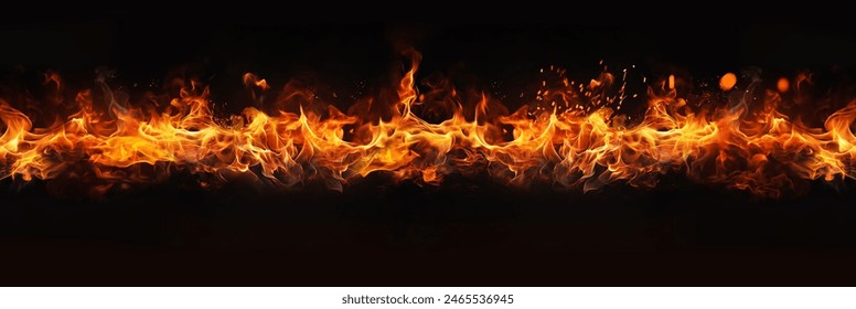 Fire embers particles over black background. Fire sparks background. Abstract dark glitter fire particles lights.  - Powered by Shutterstock