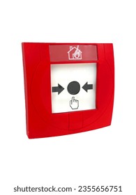 fire emergency red button isolated on white background