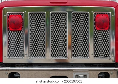 Fire Engine Radiator Grill Made Of Chrome, Iron And Aluminum