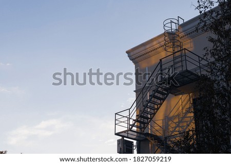 Image, Stock Photo Stairs with sunset Facade