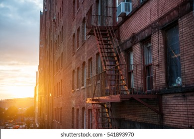 Fire Escape stairs on the building wall in New York City