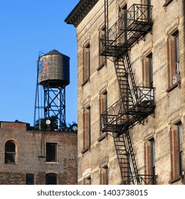Fire escape and water tank in New York