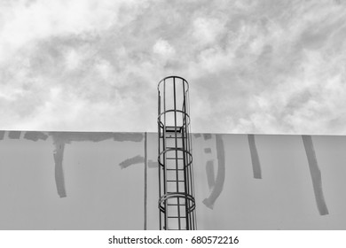 Fire Exit Or Roof Access Ladder On Industrial Building