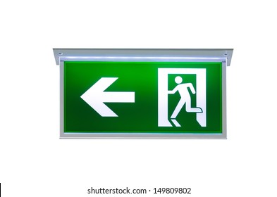 Fire Exit Sign On White Background