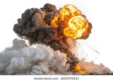 fire explosion cloud, isolated fire cloud, destruction