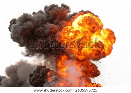 fire explosion cloud, isolated fire cloud, destruction