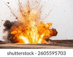 fire explosion, isolated fire cloud, destruction