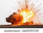 fire explosion, isolated fire cloud, destruction