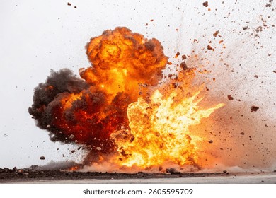 fire explosion, isolated fire cloud, destruction