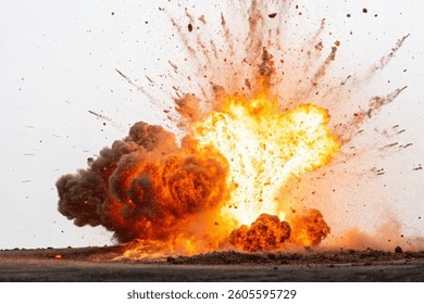 fire explosion, isolated fire cloud, destruction