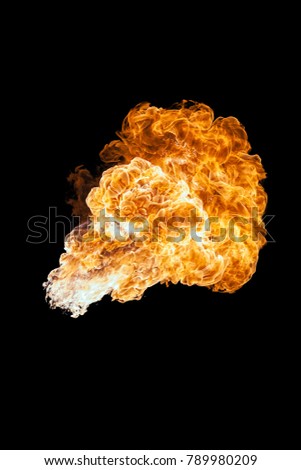 Fire explosion, isolated on black background