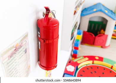 Fire Extinguisher For Emergency Management In Kindergarten.