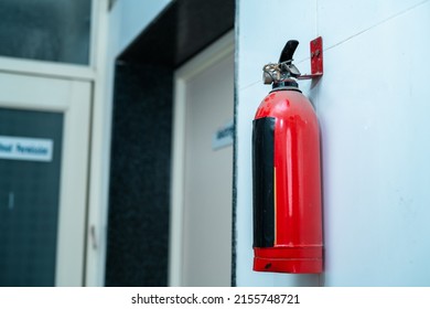 Fire Extinguisher At Hospital Corridor As A Safety Measure Or Emergency Protection