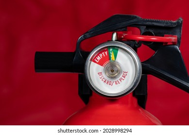 Fire Extinguisher Pressure Gauge. Fire Safety, Inspection And Emergency Plan Concept.