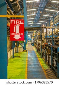 Fire extinguisher sign in factory steel industry
