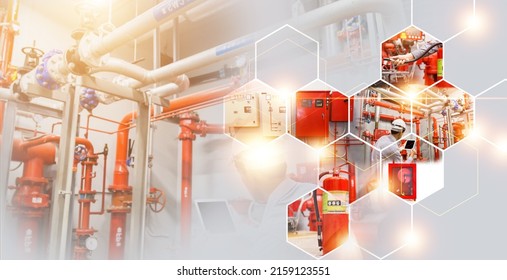  fire extinguishing system service concept , industrial fire control system, fire Alarm controller, fire notifier. - Shutterstock ID 2159123551