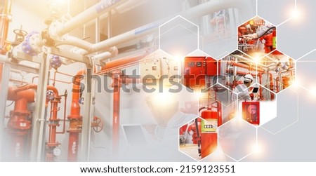  fire extinguishing system service concept , industrial fire control system, fire Alarm controller, fire notifier.
