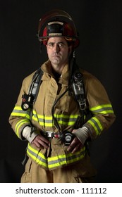 Fire figher with dark background