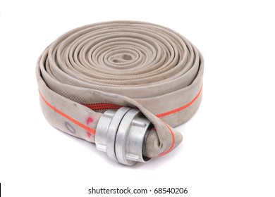 Fire Fighter Hose Isolated On The White Background