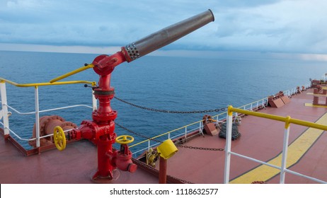 Fire Fighting Foam Gun On Large Ship.For Emergency Fire On Main Deck.