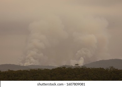 Fire Fighting Helicopter In A Large Bushfire In The Blue Mountains In Australia