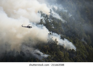 Fire Fighting Helicopter At The Lodge Fire, Northern California, August 2014