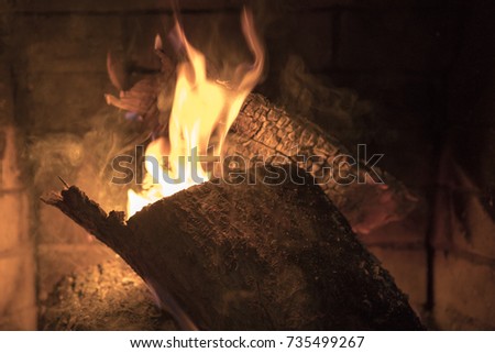 Fire in the fireplace