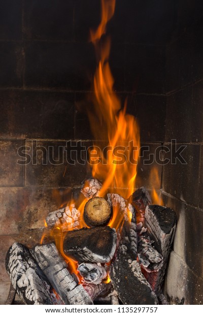 Fire Fireplace Making Embers Barbecue Stock Photo Edit Now