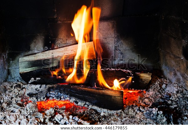 Fire Fireplace Note Shallow Depth Field Stock Photo Edit Now