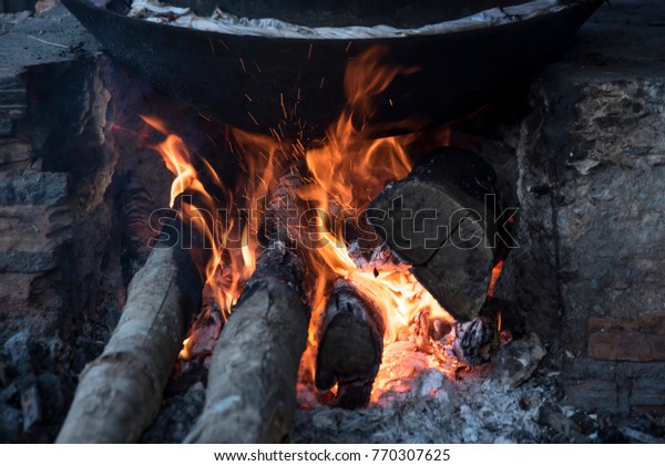 Fire Fireplace Used Background Wallpaper Concept Stock Photo Edit