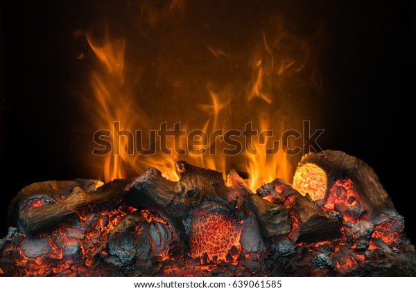 Fire Flame Burning Coal Wood Fireplace Royalty Free Stock Image
