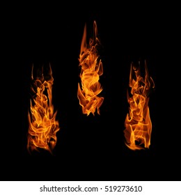 Fire flame on black background