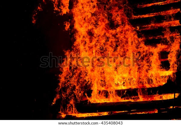 Fire Flame Smoke Spark Wood House Stock Photo Edit Now 435408043