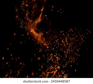 fire flame with sparks on black background - Powered by Shutterstock