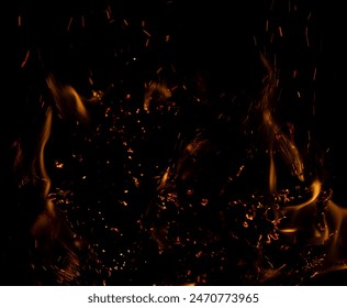 fire flame with sparks on black background - Powered by Shutterstock