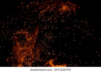 fire flame with sparks on black background - Powered by Shutterstock