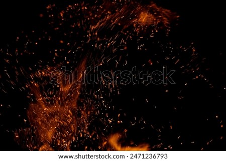fire flame with sparks on black background