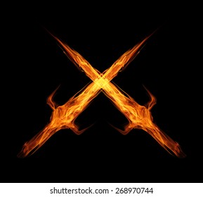 fire flame sword twin isolated on black