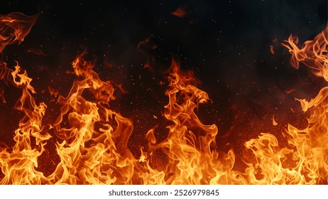 Fire Flames Background Overlay With Small Particles