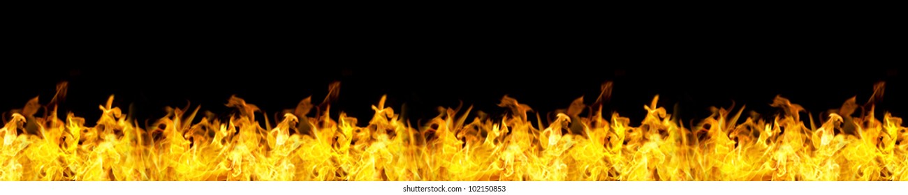 Fire Flames Border In Seamless Horizontal Style, Use For Banner.